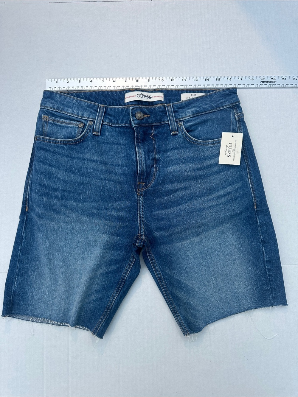 GUESS Men's Dark Blue Denim Cutoff Shorts size 33